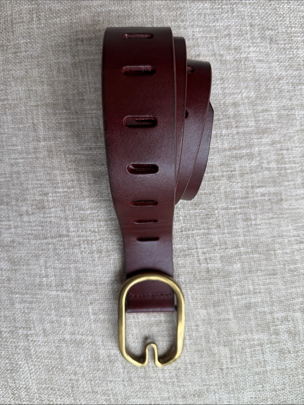 Anthropologie chocolate brown Leather Belt with Brass O-Ring Buckle